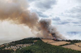 Smoke fills the sky near Leiston